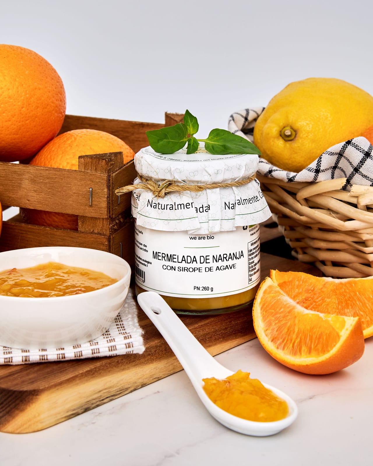 Orange preserve editorial with basket